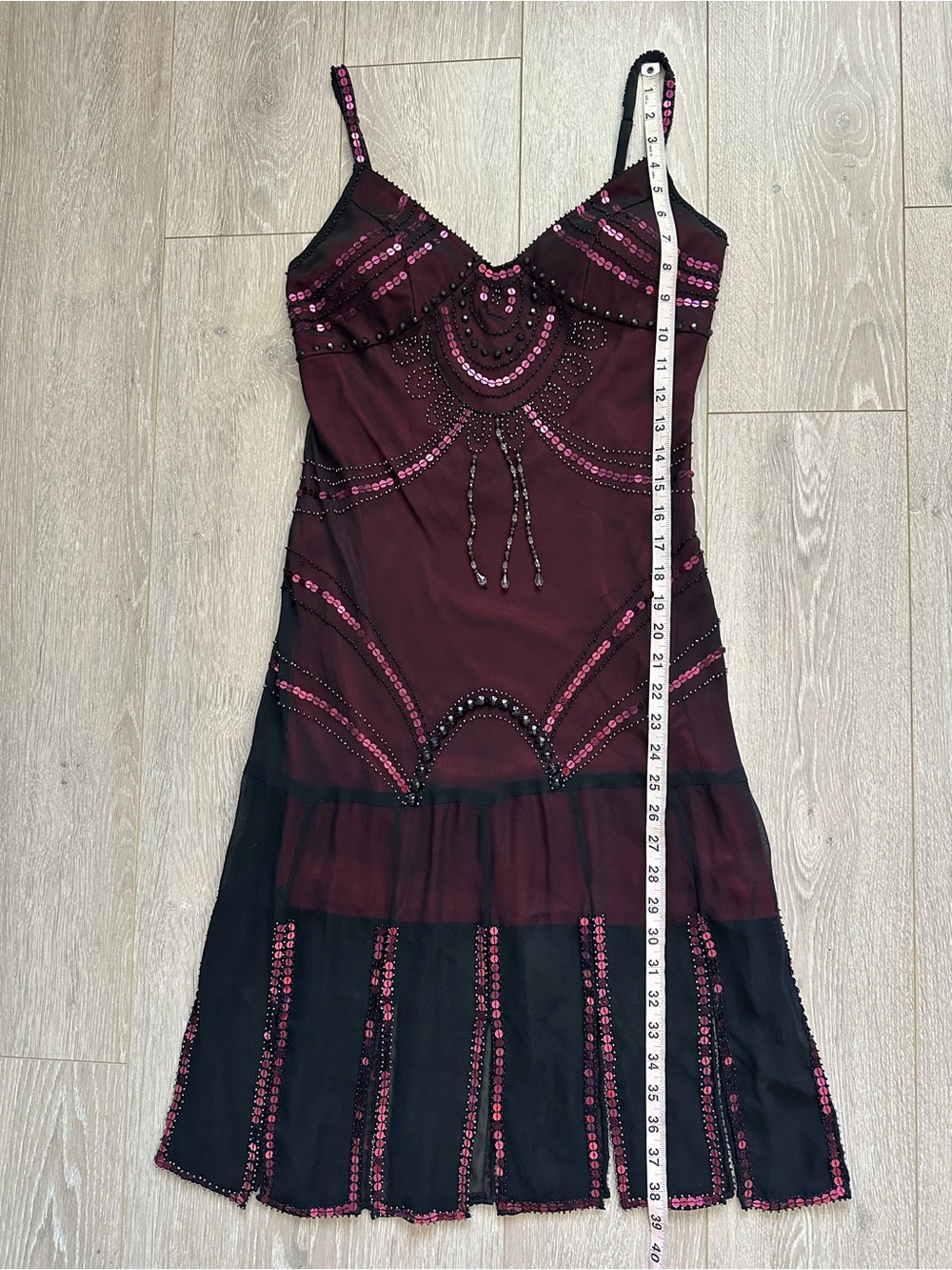 Vintage Sue Wong Nocturne Dress Silk Beaded Sequins 90s Y2K Vampy Flapper Sz 6 - Picture 10 of 12